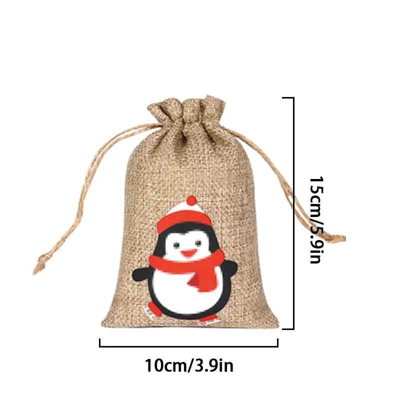 Drawstring Design Jute Christmas Bag