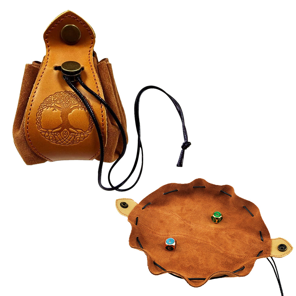 Drawstring Genuine Leather Dice Bag Drawstring Genuine Leather Dice Bag