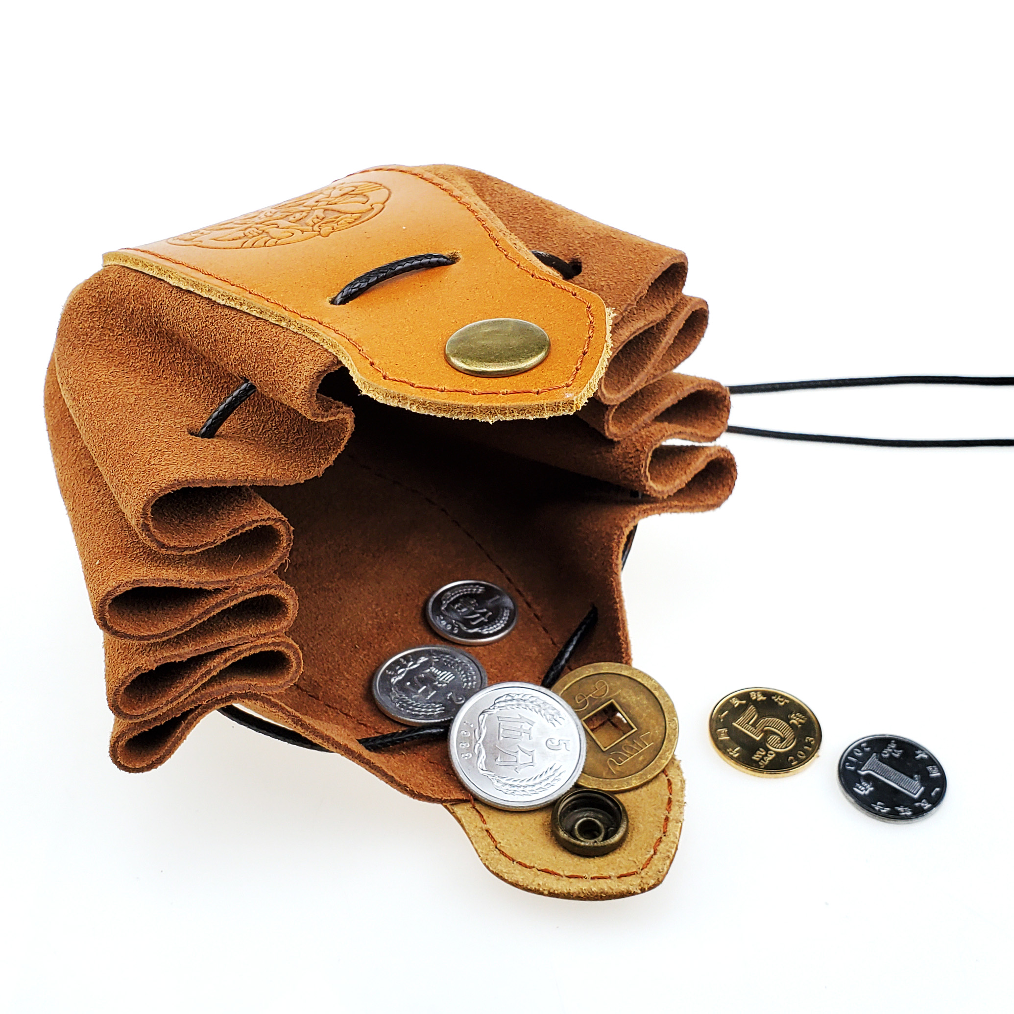 Drawstring Genuine Leather Dice Bag