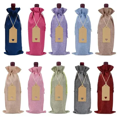 Drawstring Jute Wine Bag (12 pcs)