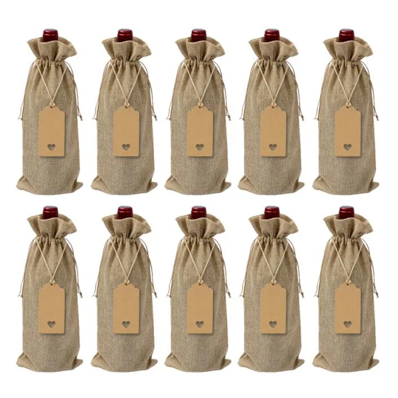 Drawstring Jute Wine Bag (12 pcs)
