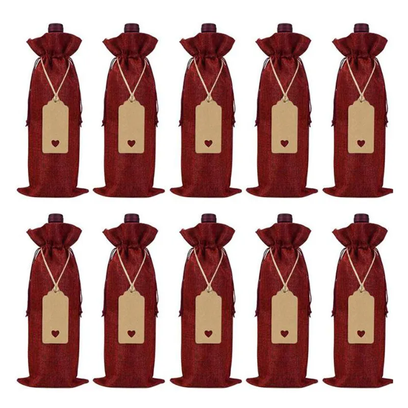 Drawstring Jute Wine Bag (12 pcs)