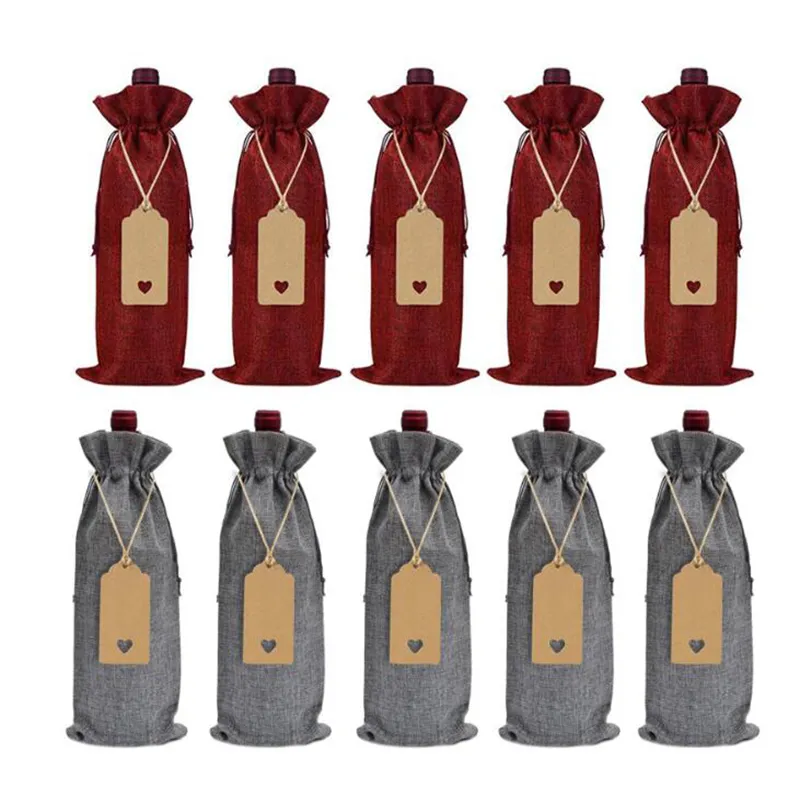 Drawstring Jute Wine Bag (12 pcs)