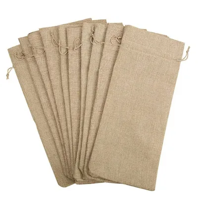 Drawstring Jute Wine Bags (10pcs)