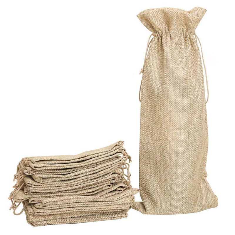 Drawstring Jute Wine Bags (10pcs)