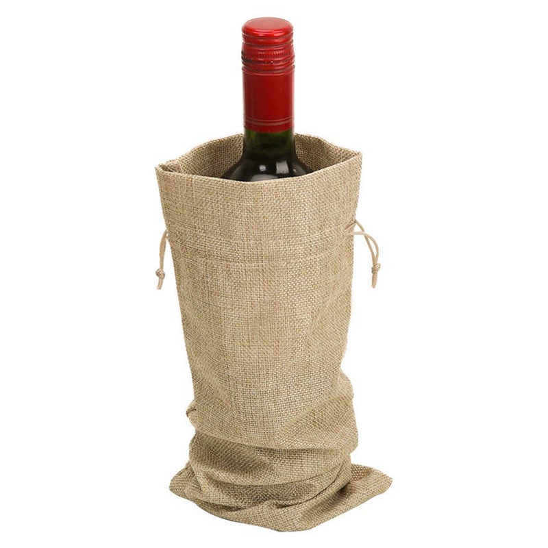 Drawstring Jute Wine Bags (10pcs)