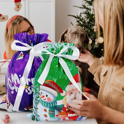 Drawstring Reusable Christmas Gift Bags (10pcs)