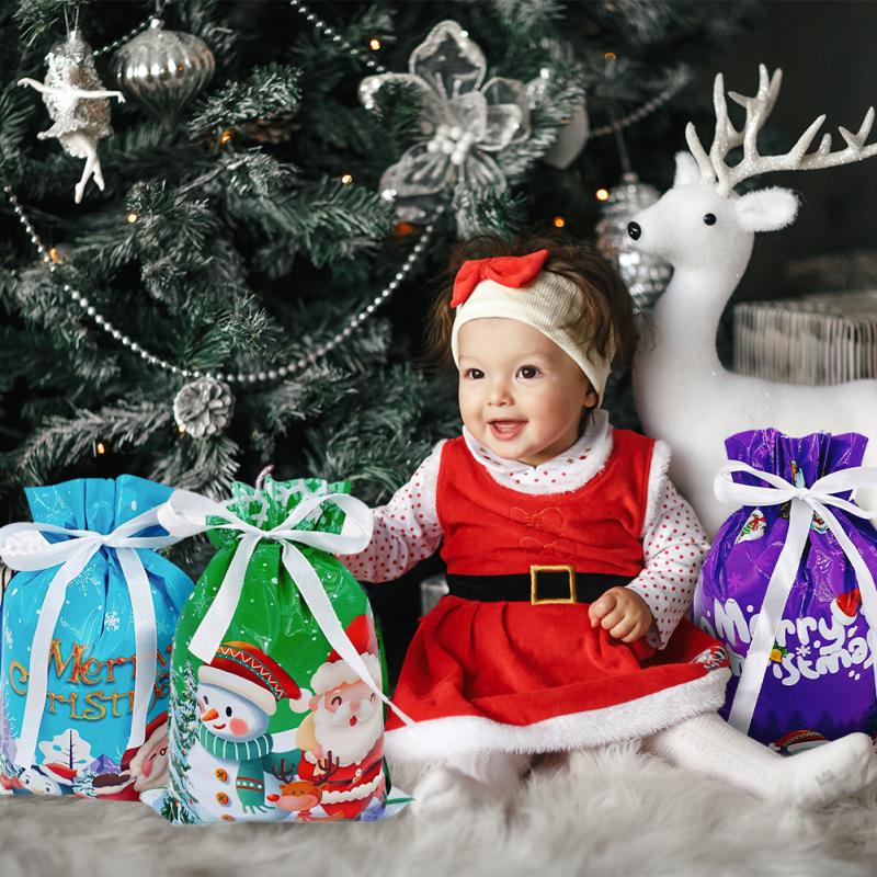 Drawstring Reusable Christmas Gift Bags (10pcs)