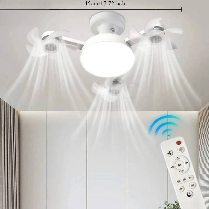 Drone Design Silent Ceiling Fan Light E27 Base Remote Controlled Dimmable 3 Color LED Ceiling Fanlight for Living Room Drone Design Silent Ceiling Fan Light E27 Base Remote Controlled Dimmable 3 Color LED Ceiling Fanlight for Living Room