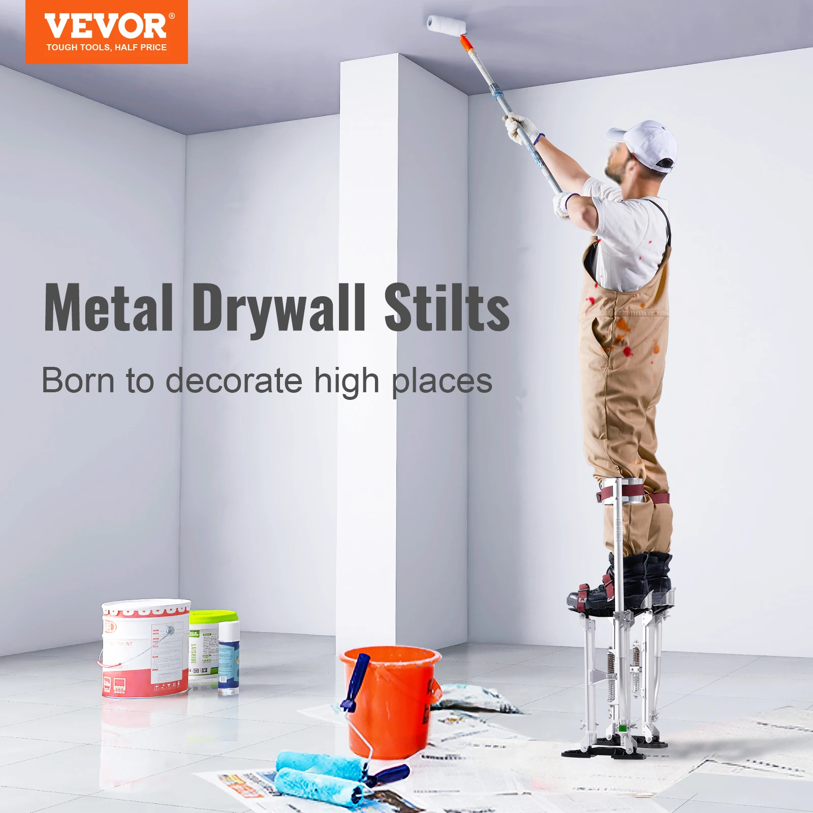 Drywall Stilts 18”-30” or 36”-50” Adjustable Aluminum Tool Stilts with Protective Knee Pads Non-Slip Work Stilts for Drywall Stilts 18”-30” or 36”-50” Adjustable Aluminum Tool Stilts with Protective Knee Pads Non-Slip Work Stilts for