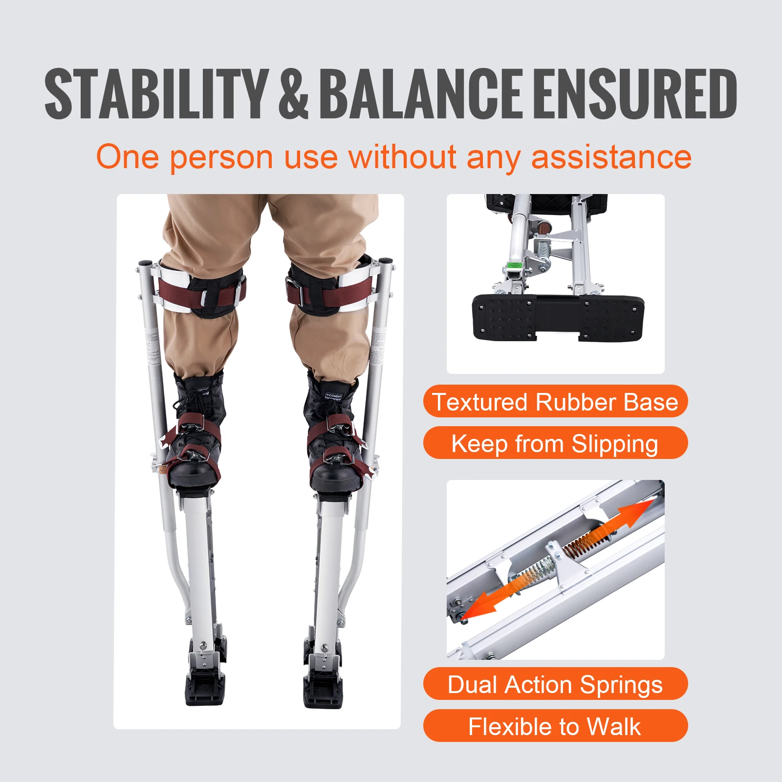 Drywall Stilts 18”-30” or 36”-50” Adjustable Aluminum Tool Stilts with Protective Knee Pads Non-Slip Work Stilts for Drywall Stilts 18”-30” or 36”-50” Adjustable Aluminum Tool Stilts with Protective Knee Pads Non-Slip Work Stilts for