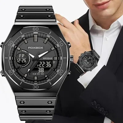 Dual Display Watch For Men Casual Sports Chronograph Quartz Big Dial Wrist Watch Silicone Waterproof Digital Clock Dual Display Watch For Men Casual Sports Chronograph Quartz Big Dial Wrist Watch Silicone Waterproof Digital Clock