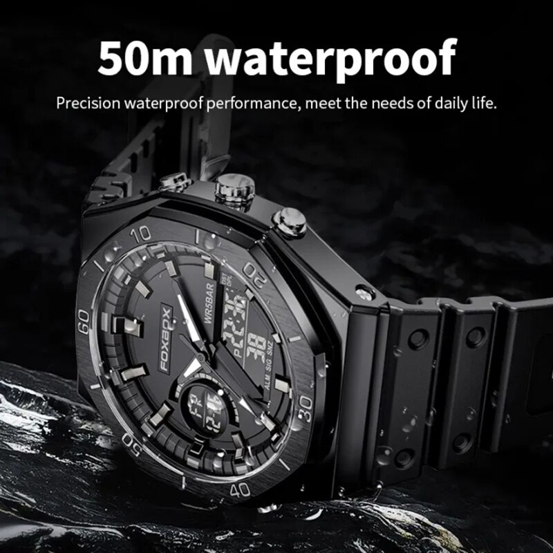 Dual Display Watch For Men Casual Sports Chronograph Quartz Big Dial Wrist Watch Silicone Waterproof Digital Clock Dual Display Watch For Men Casual Sports Chronograph Quartz Big Dial Wrist Watch Silicone Waterproof Digital Clock