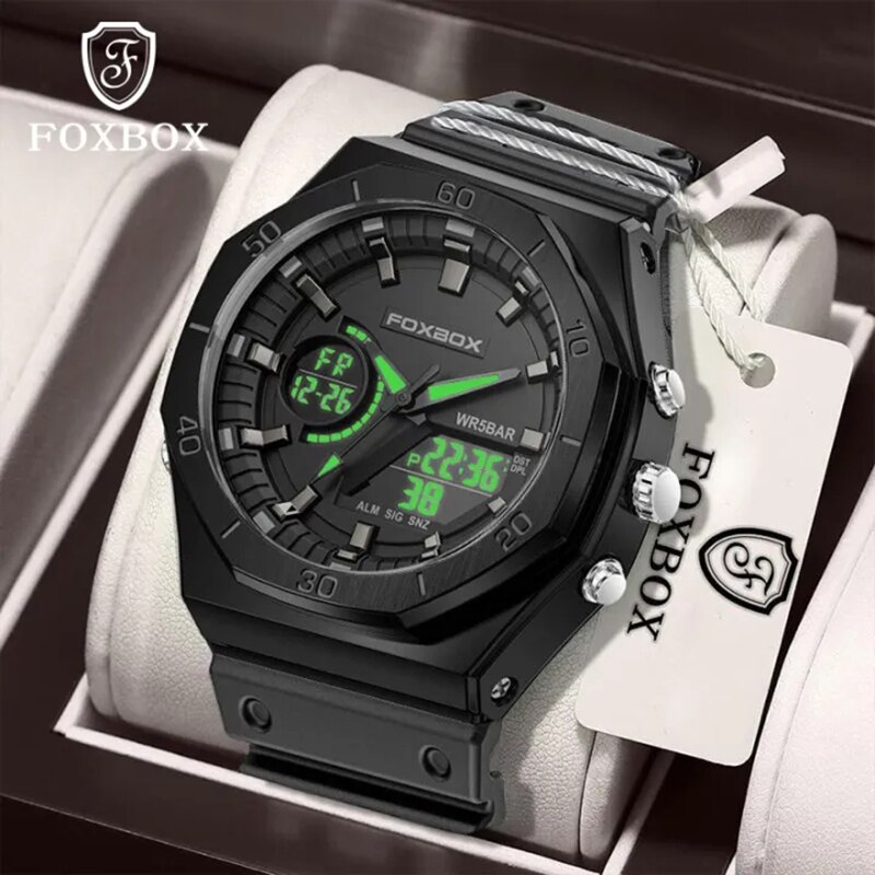 Dual Display Watch For Men Casual Sports Chronograph Quartz Big Dial Wrist Watch Silicone Waterproof Digital Clock Dual Display Watch For Men Casual Sports Chronograph Quartz Big Dial Wrist Watch Silicone Waterproof Digital Clock