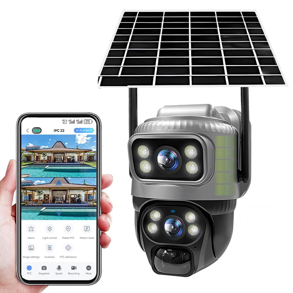 Dual Lens 4G Camera Solar PIR Human Detection Night Vision Waterproof Security Video IP Camara 8MP 4K Battery CCTV Dual Lens 4G Camera Solar PIR Human Detection Night Vision Waterproof Security Video IP Camara 8MP 4K Battery CCTV