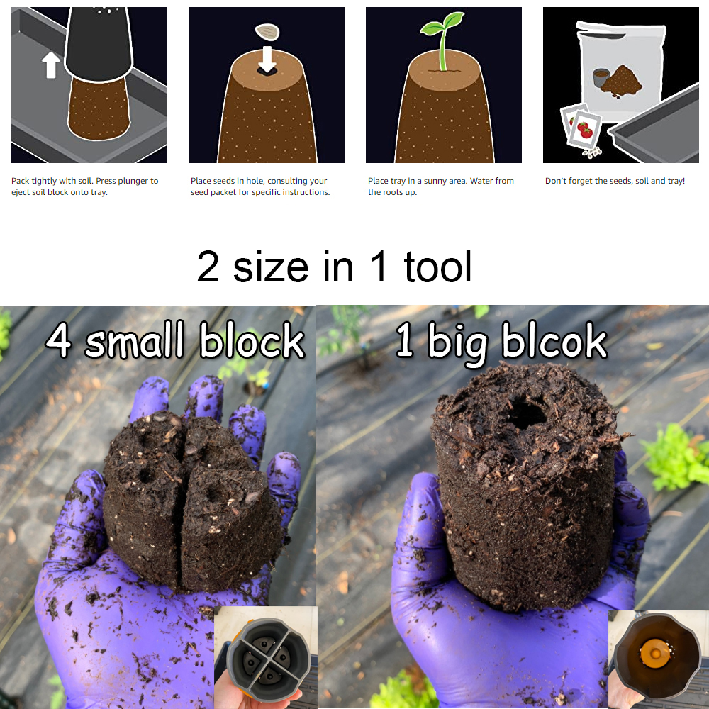 Dual Size Soil Blocker Tool