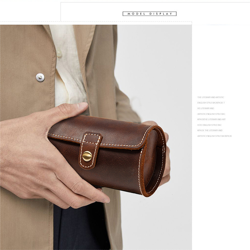 Dual Slot Genuine Leather Watch Case