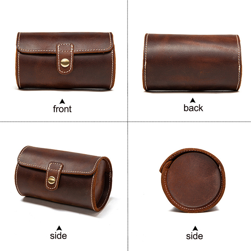 Dual Slot Genuine Leather Watch Case