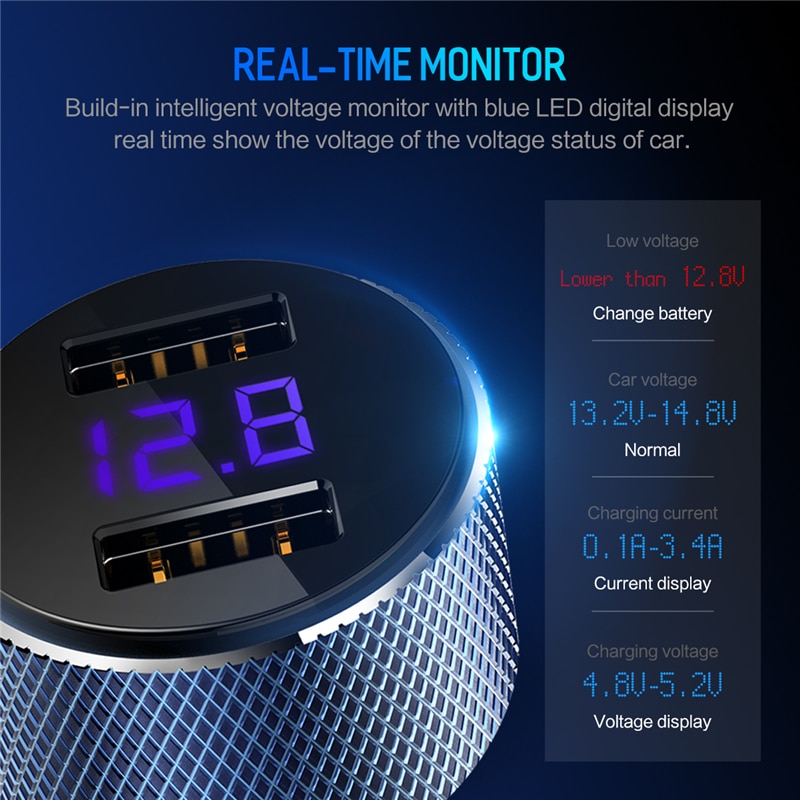 Dual USB Digital Display Car Charger Dual USB Digital Display Car Charger