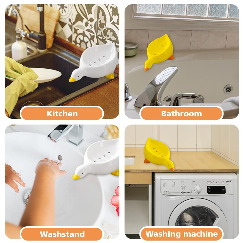Duck Soap Dish Cartoon Soap Dish Duck Shape Soap Box Drainable Soap Holder Soap Container Soap Dish For Tray Bathroom