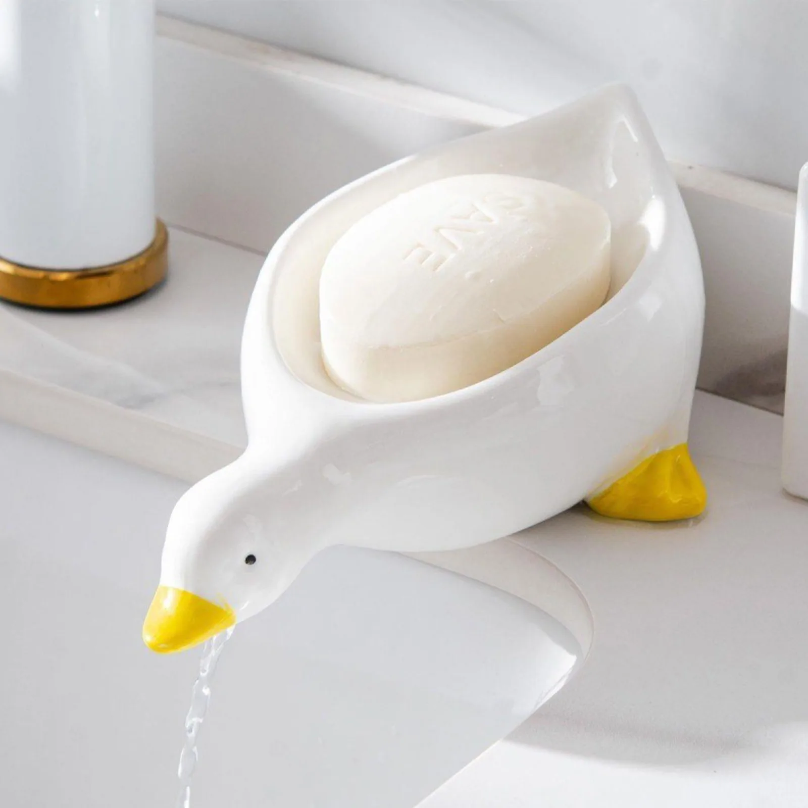 Duck Soap Dish Cartoon Soap Dish Duck Shape Soap Box Drainable Soap Holder Soap Container Soap Dish For Tray Bathroom