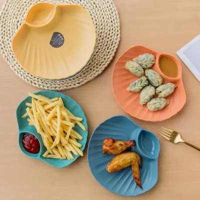 Dumpling Plate with Sauce Container Portion