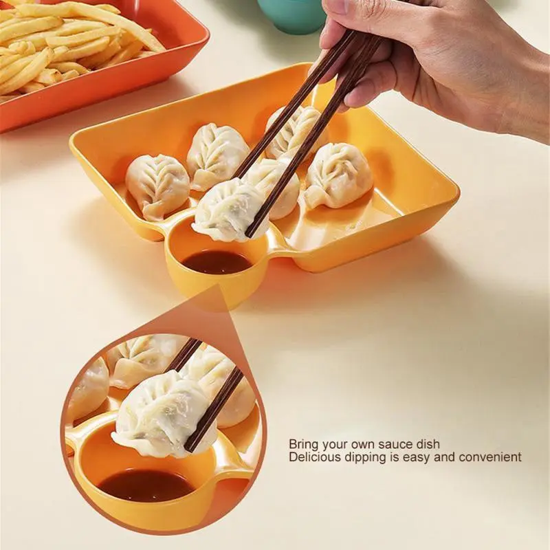 Dumpling Plate with Sauce Container Portion