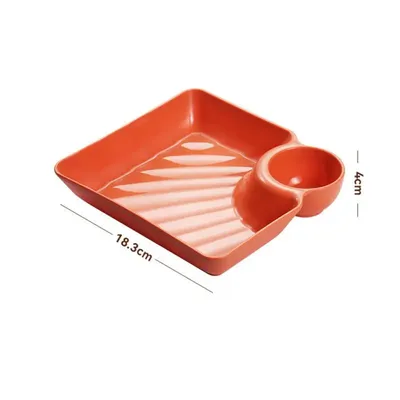 Dumpling Plate with Sauce Container Portion