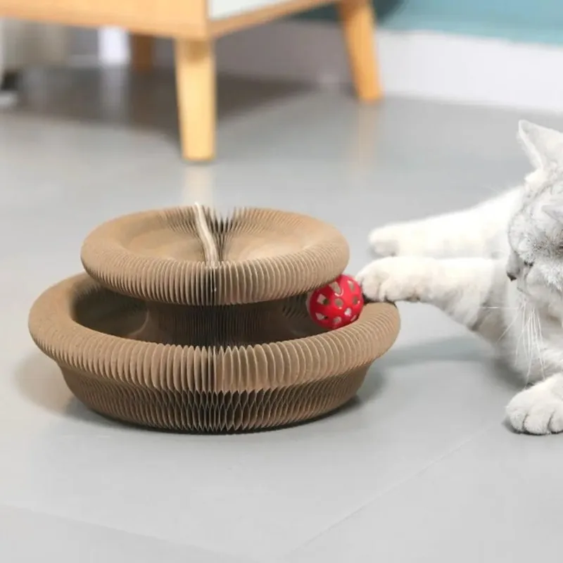 Durable Kitty Kurlz Cat Toy Cat Accordion Magic Organ Cat Scratching Board Cat Toy Ball Scratch Pad Cat Scratcher Kitty