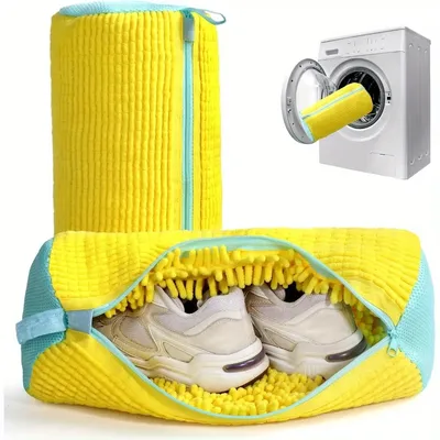 Durable Shoe Washing Machine Bag for All Shoe Types-Yellow with Blue Zipper,Ideal for Sneakers and Casual Shoes,Laundry Durable Shoe Washing Machine Bag for All Shoe Types-Yellow with Blue Zipper,Ideal for Sneakers and Casual Shoes,Laundry