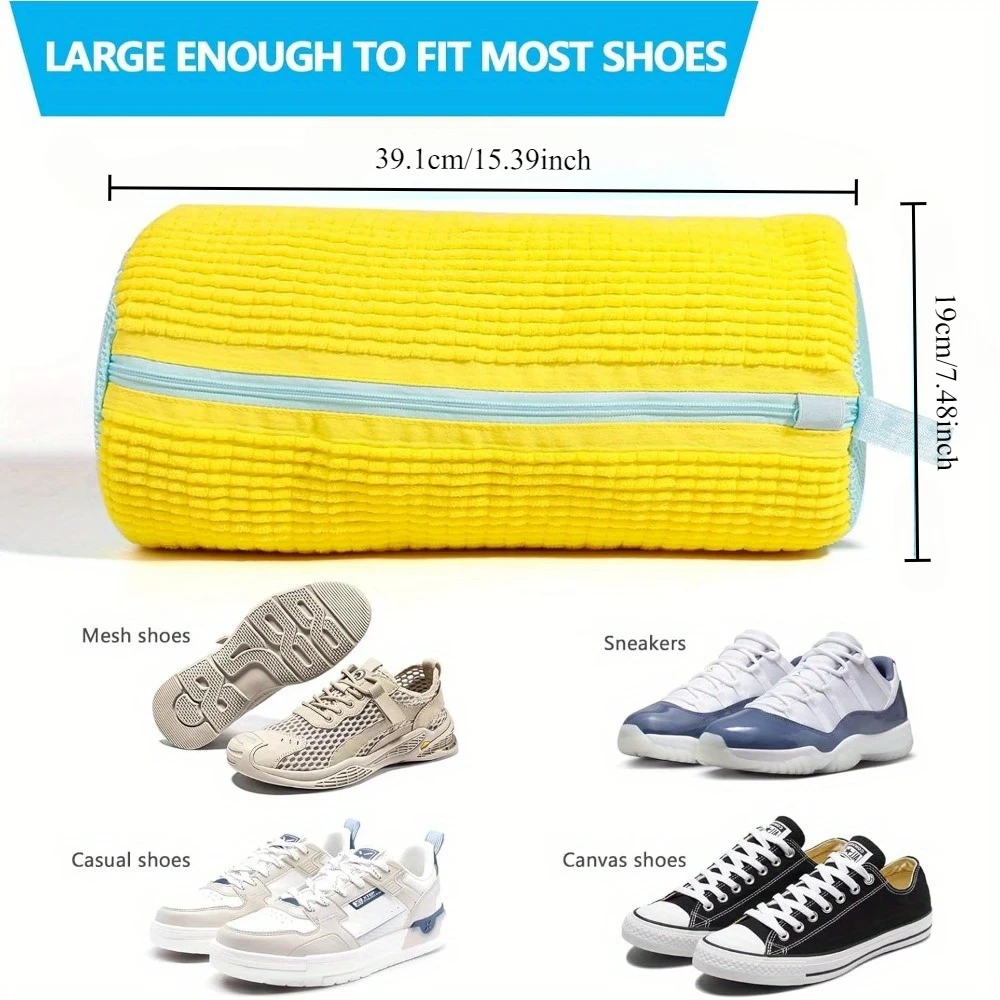 Durable Shoe Washing Machine Bag for All Shoe Types-Yellow with Blue Zipper,Ideal for Sneakers and Casual Shoes,Laundry Durable Shoe Washing Machine Bag for All Shoe Types-Yellow with Blue Zipper,Ideal for Sneakers and Casual Shoes,Laundry