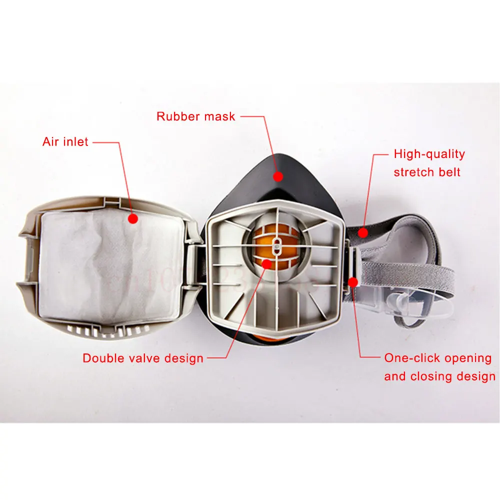 Dust Mask +20pcs Filter Cotton Respirator Half Face Dust-proof Mask Anti Industrial Construction Dust Haze Fog Safety Dust Mask +20pcs Filter Cotton Respirator Half Face Dust-proof Mask Anti Industrial Construction Dust Haze Fog Safety