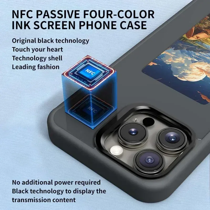 E-ink Screen Phone Case for IPhone Smart DIY Can Change Picture Refesh Photo Phone Cover No Batteries Required