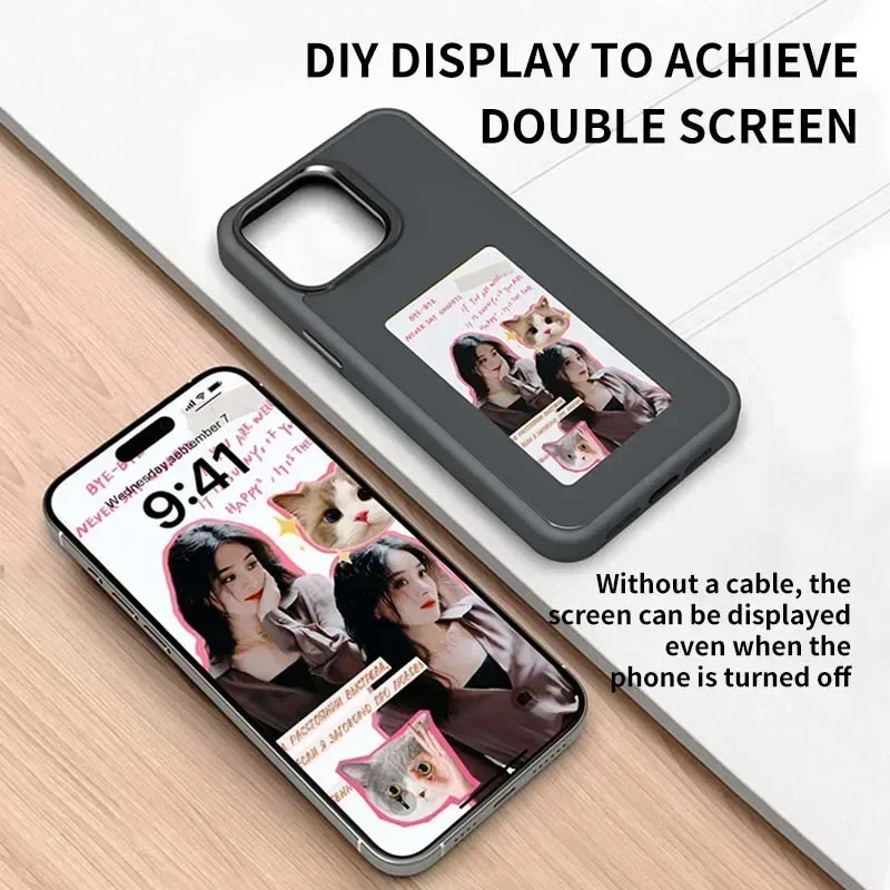 E-ink Screen Phone Case for IPhone Smart DIY Can Change Picture Refesh Photo Phone Cover No Batteries Required