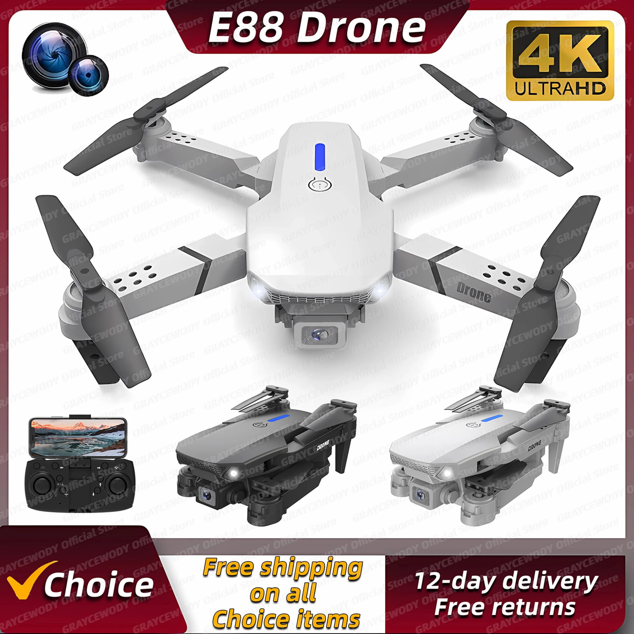 E88Pro RC Drone 4K Professional With 1080P Wide Angle Dual HD Camera Foldable RC Helicopter WIFI FPV Height Hold Kid E88Pro RC Drone 4K Professional With 1080P Wide Angle Dual HD Camera Foldable RC Helicopter WIFI FPV Height Hold Kid