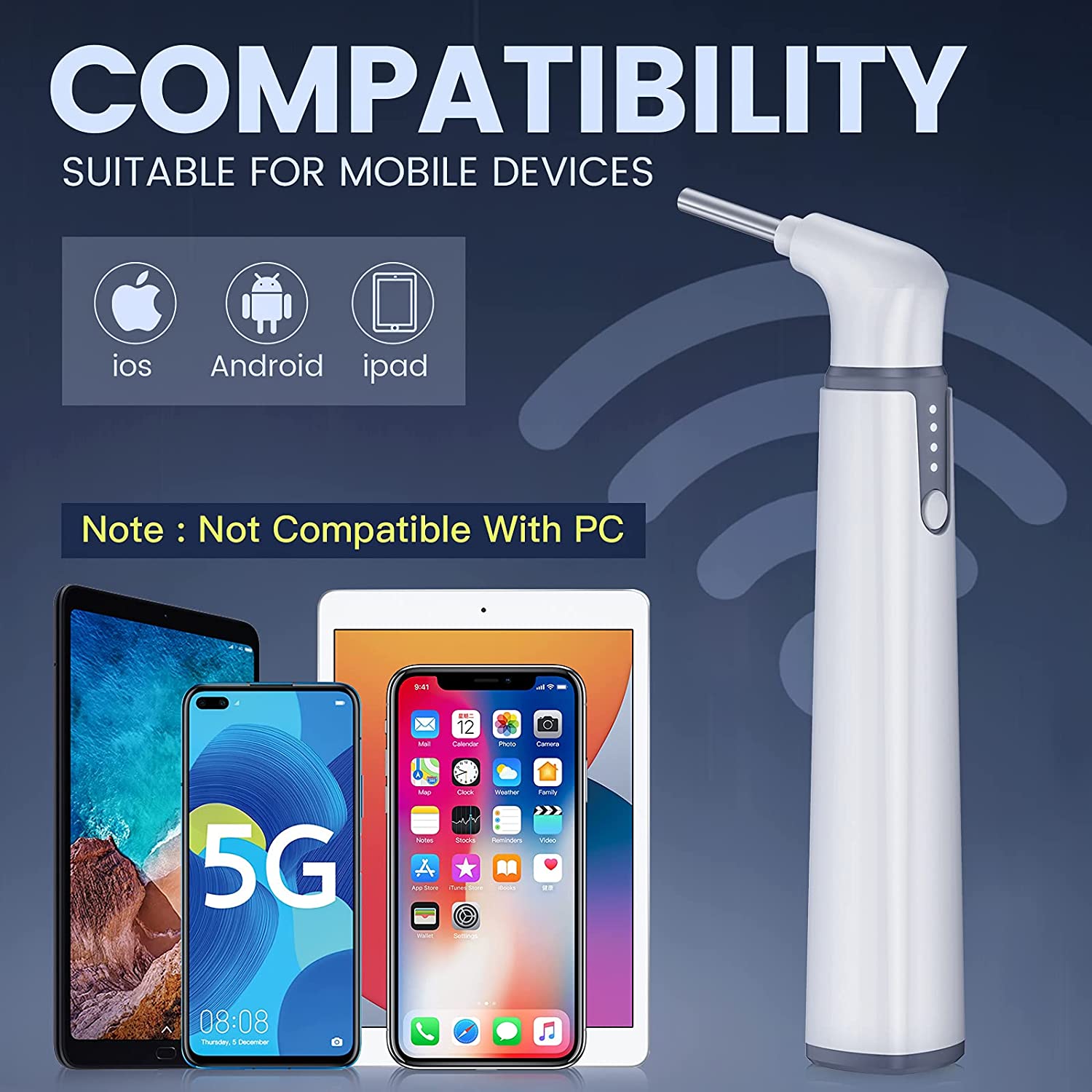 Ear Camera Endoscope 3.9mm Wireless Otoscope 720P HD WiFi Ear Scope with 6 LED for Kids and Adults Support Android and Ear Camera Endoscope 3.9mm Wireless Otoscope 720P HD WiFi Ear Scope with 6 LED for Kids and Adults Support Android and