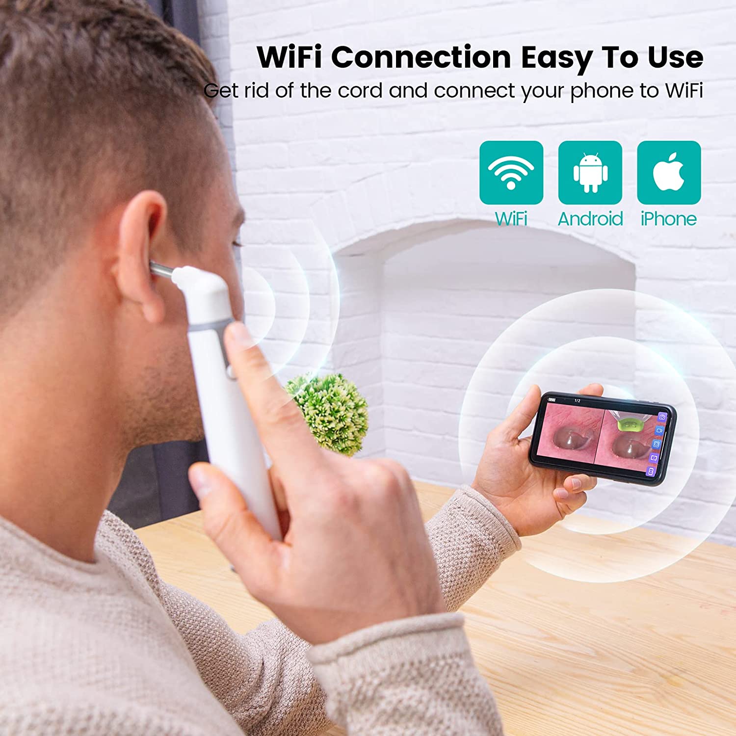 Ear Camera Endoscope 3.9mm Wireless Otoscope 720P HD WiFi Ear Scope with 6 LED for Kids and Adults Support Android and Ear Camera Endoscope 3.9mm Wireless Otoscope 720P HD WiFi Ear Scope with 6 LED for Kids and Adults Support Android and