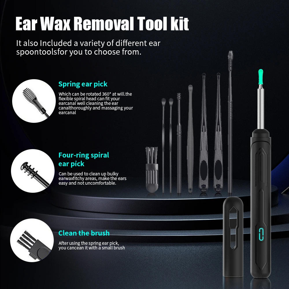 Ear Cleaner with Camera Set HD Ear Sticks Otoscope USB C Charging Endoscope Wax Removal Tool Earpick Ear Cleaning Set Ear Cleaner with Camera Set HD Ear Sticks Otoscope USB C Charging Endoscope Wax Removal Tool Earpick Ear Cleaning Set