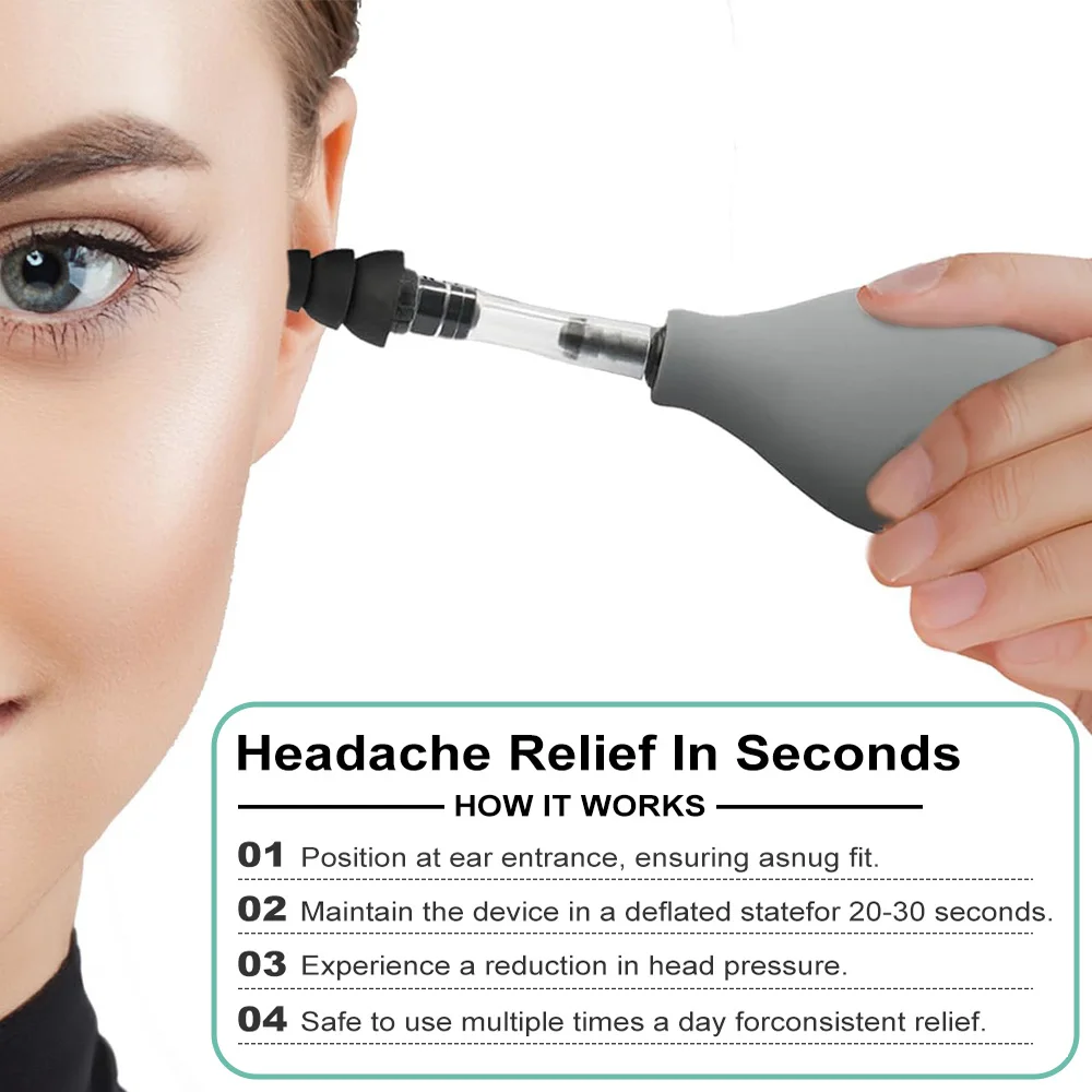 Ear Pressure Tool Portable Ear Pressure Relief Suction Device Wih 3 Sizes Of Earplugs Inner Ear Pressure Relief Tool Ear Pressure Tool Portable Ear Pressure Relief Suction Device Wih 3 Sizes Of Earplugs Inner Ear Pressure Relief Tool