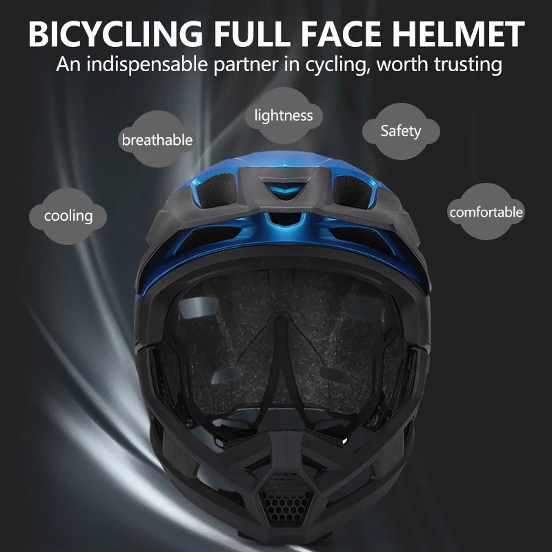 Eastinear's Adult Bicycle Mountain Bike Helmet Full Face Detachable One-piece Motorcycle Riding Safety Helmet Head