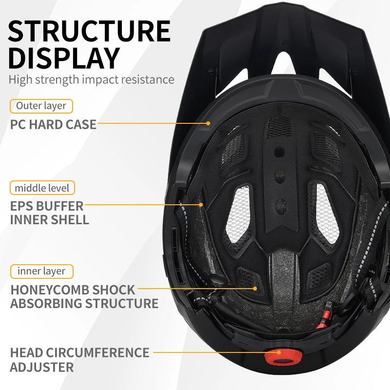 Eastinear's Adult Bicycle Mountain Bike Helmet Full Face Detachable One-piece Motorcycle Riding Safety Helmet Head
