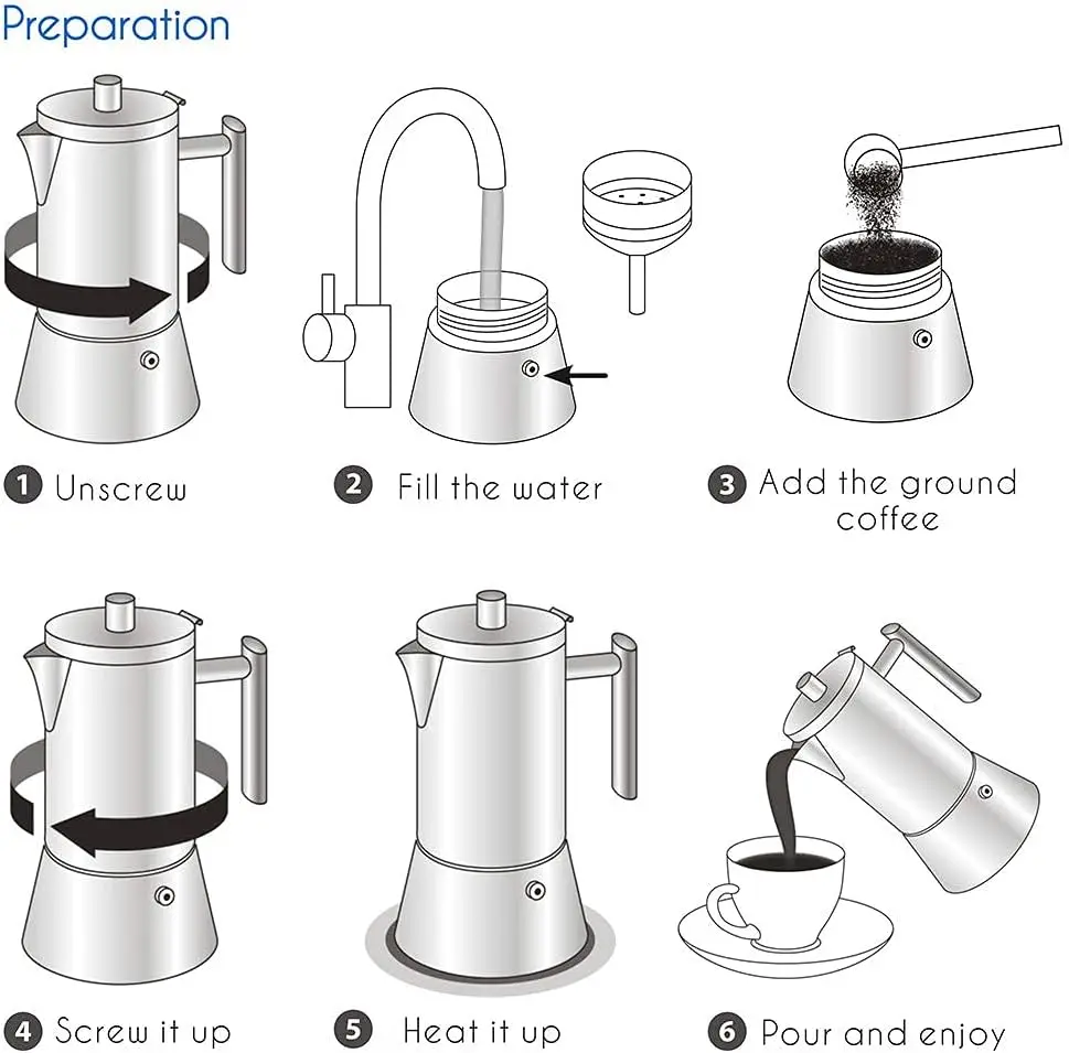 Easyworkz Diego Stovetop Espresso Maker Stainless Steel Italian Coffee Machine Maker 4Cup 6.8 oz Induction Moka Pot Easyworkz Diego Stovetop Espresso Maker Stainless Steel Italian Coffee Machine Maker 4Cup 6.8 oz Induction Moka Pot