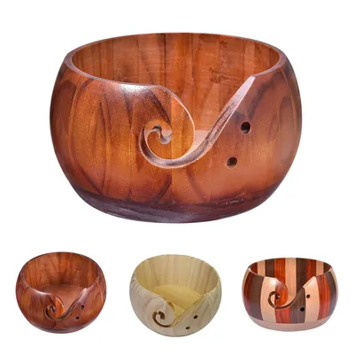 Eco Friendly Natural Wood Yarn Bowl