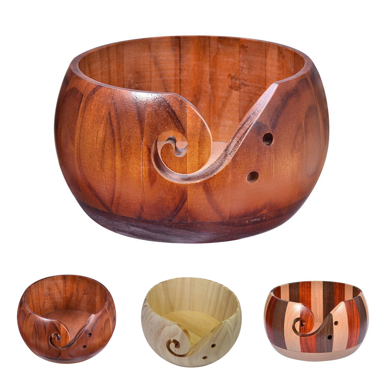 Eco Friendly Natural Wood Yarn Bowl