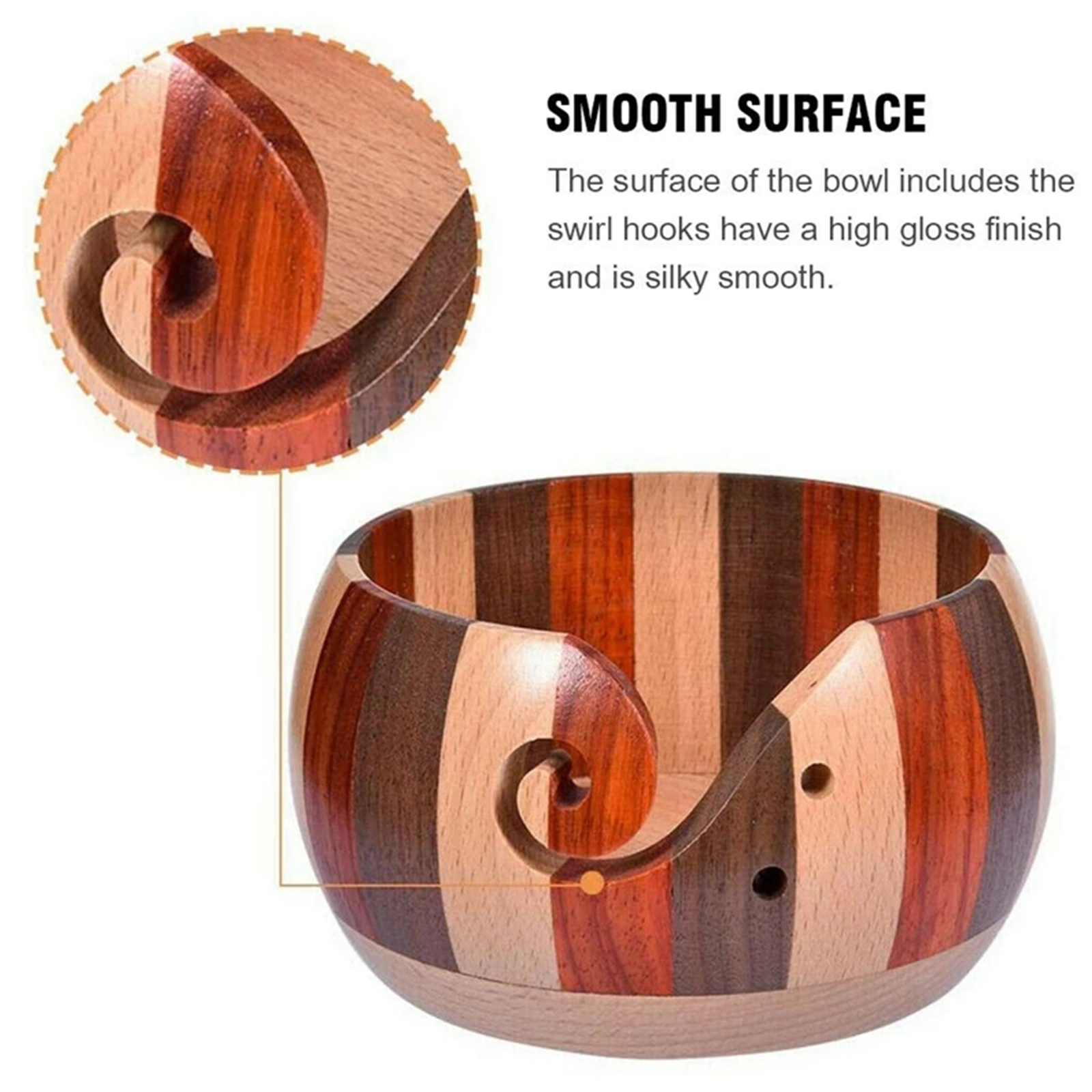 Eco Friendly Natural Wood Yarn Bowl
