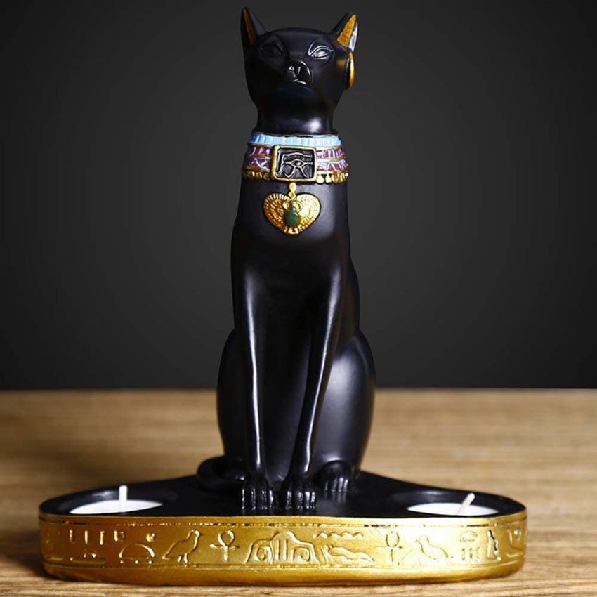Egyptian Cat Statue and Candle Holder Egyptian Cat Statue and Candle Holder