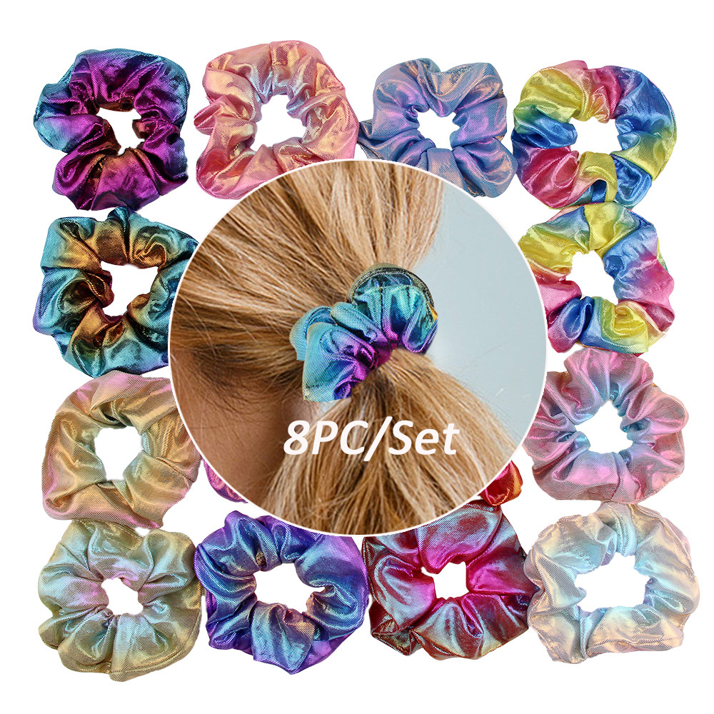 Elastic Cloth Holographic Scrunchies (8 pcs)