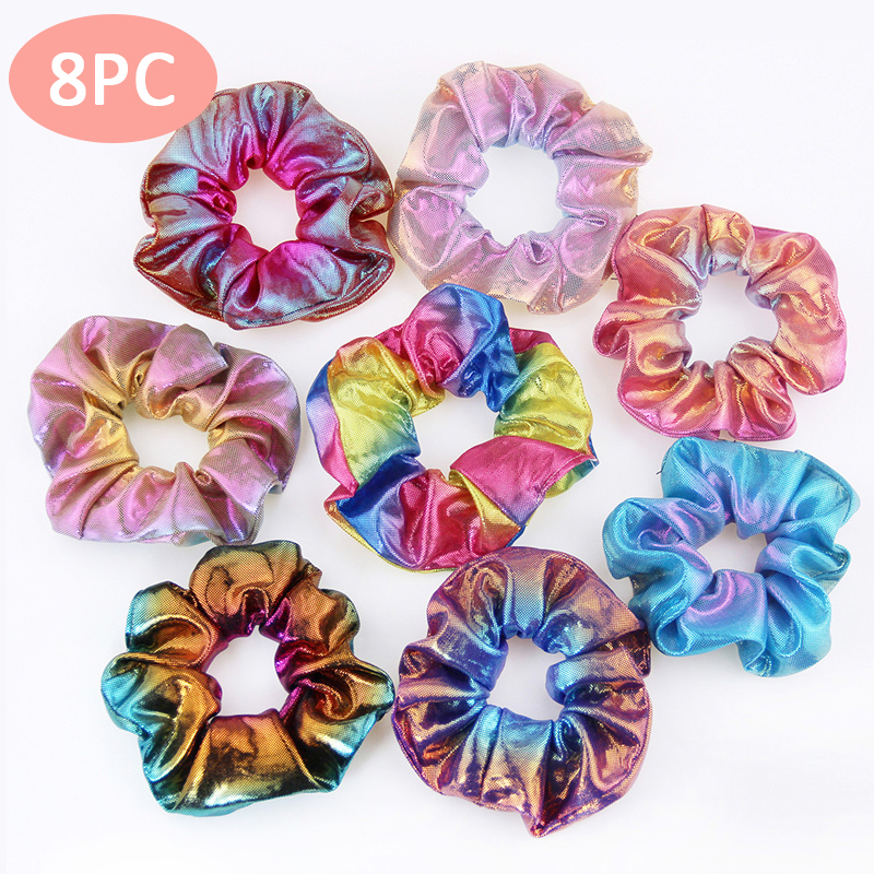 Elastic Cloth Holographic Scrunchies (8 pcs)