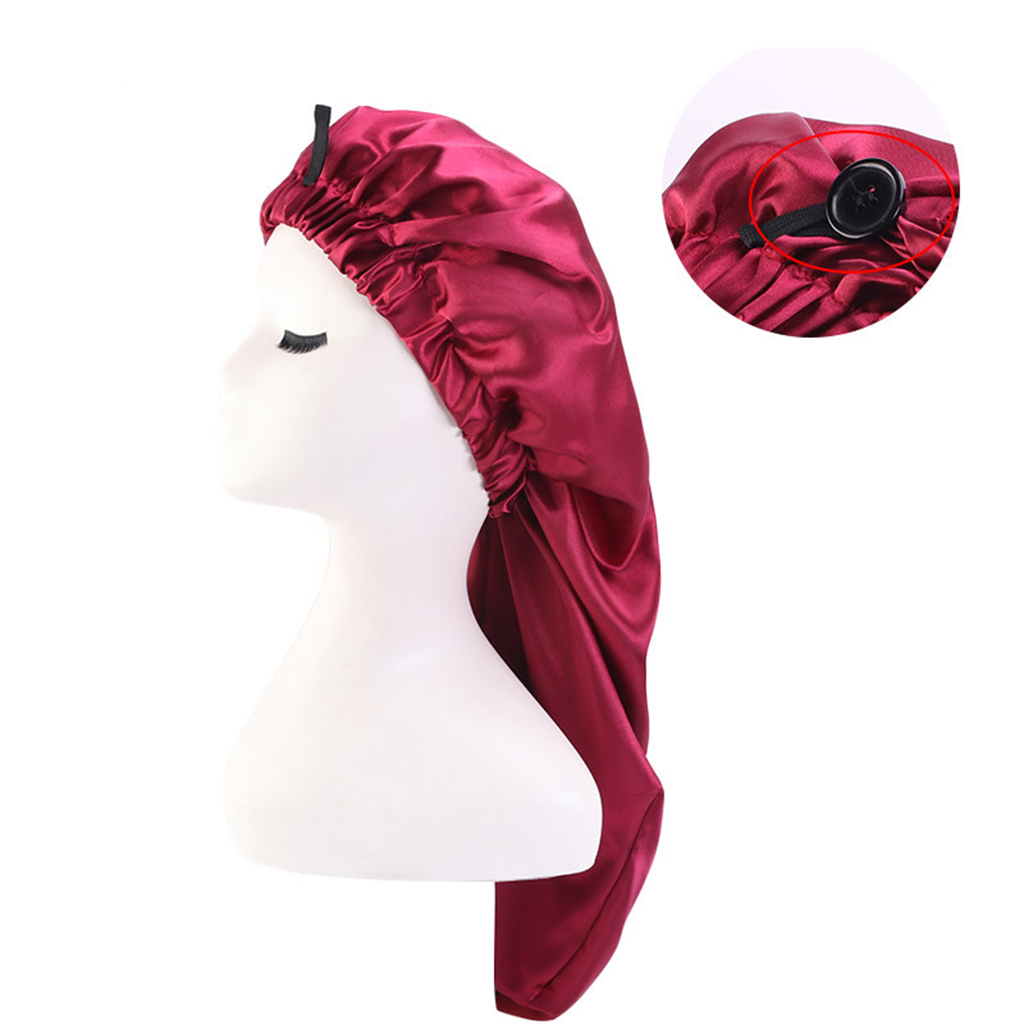 Elastic Long Satin Bonnet Nightcap