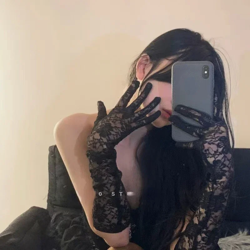 Elastic Passion Lolita Gothic Fingerless Retro Mesh Flower Lace Gloves Dress Accessories Women Arm Warmers Sexy Sleeve
